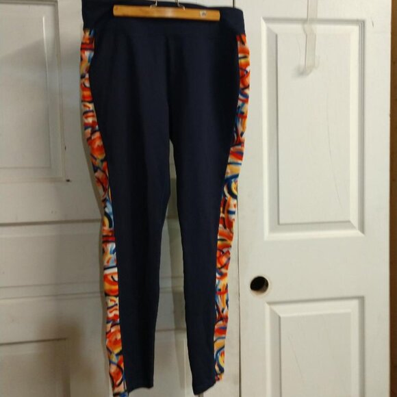 Zenergy by Chico Blue Leggings with side orange designs - Size 1 - Picture 1 of 7